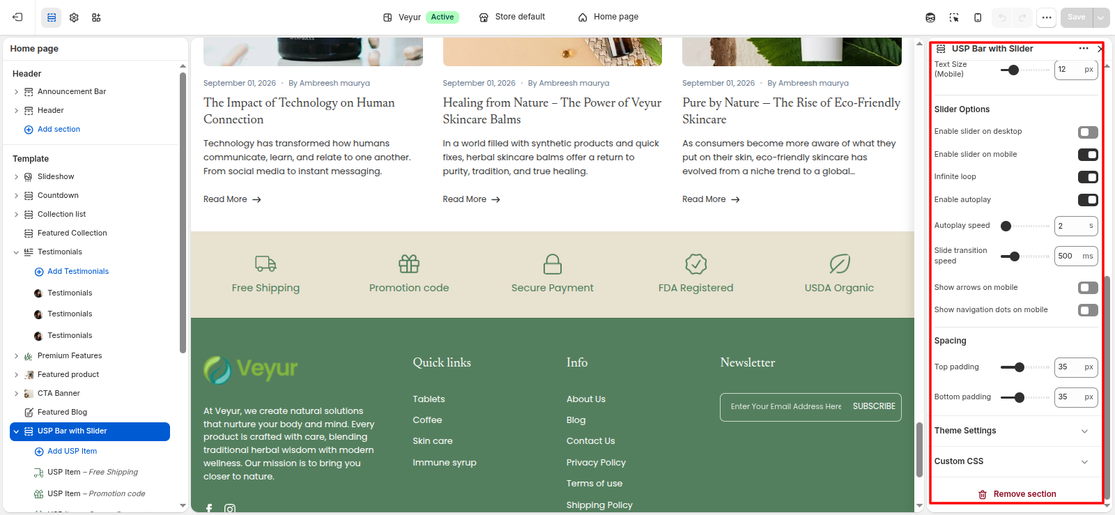 USP Bar with Slider Screenshot